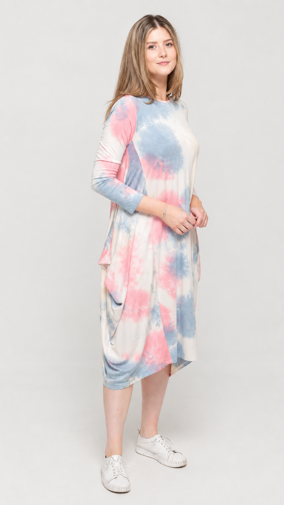 tie dye boho dress Pink Blue this dress is pure SCHOOL-FORMAL-DRESS SIZE:Large cup D Halter Sparkly Sequined Slit