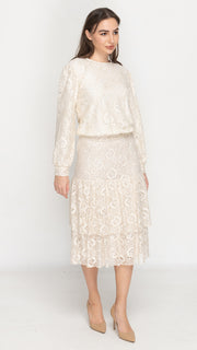 Puff Sleeve Top - Ivory Lace