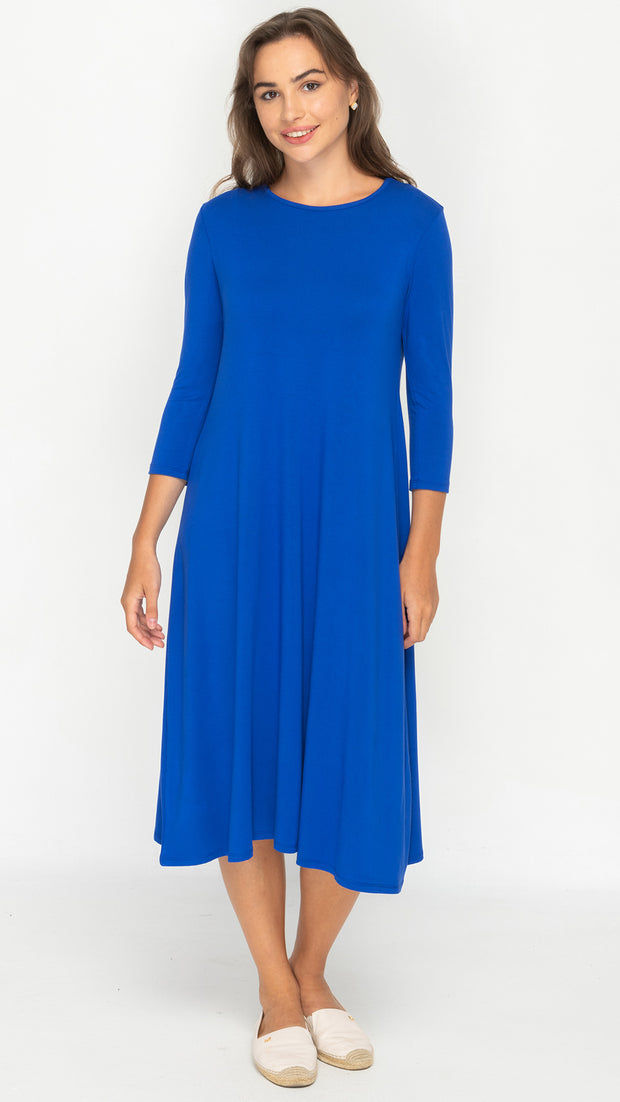A-Line Bamboo Jersey Dress - Royal Blue