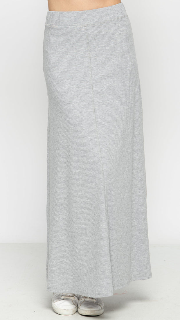 Soft Terry  Maxi Skirt - Light Grey
