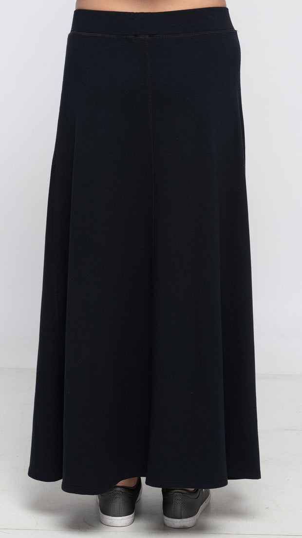 Soft Terry  Maxi Skirt - Black