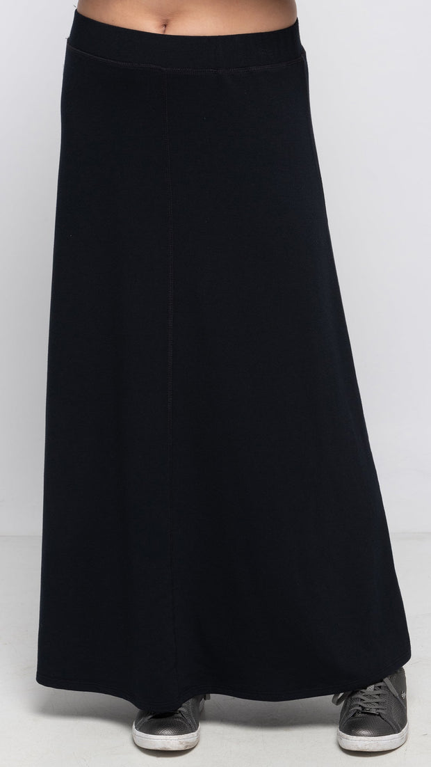 Soft Terry  Maxi Skirt - Black