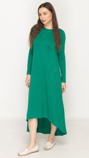 Soft Terry Dress Hi Low - Green Kelly *XS & SMALL ONLY*