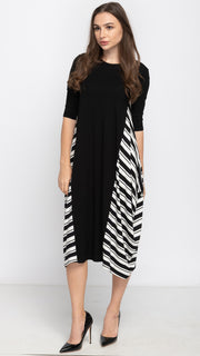Boho Dress - Black Stripes
