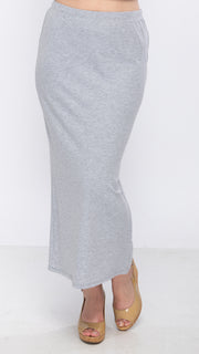 Midi Tube Skirt - Grey Rib