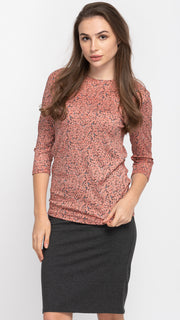 Basic Tee Printed Rib - Coral Ditsy Floral *XS ONLY*