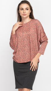 Dolman Monkey Top - Coral Ditsy Floral *XS & SMALL ONLY*