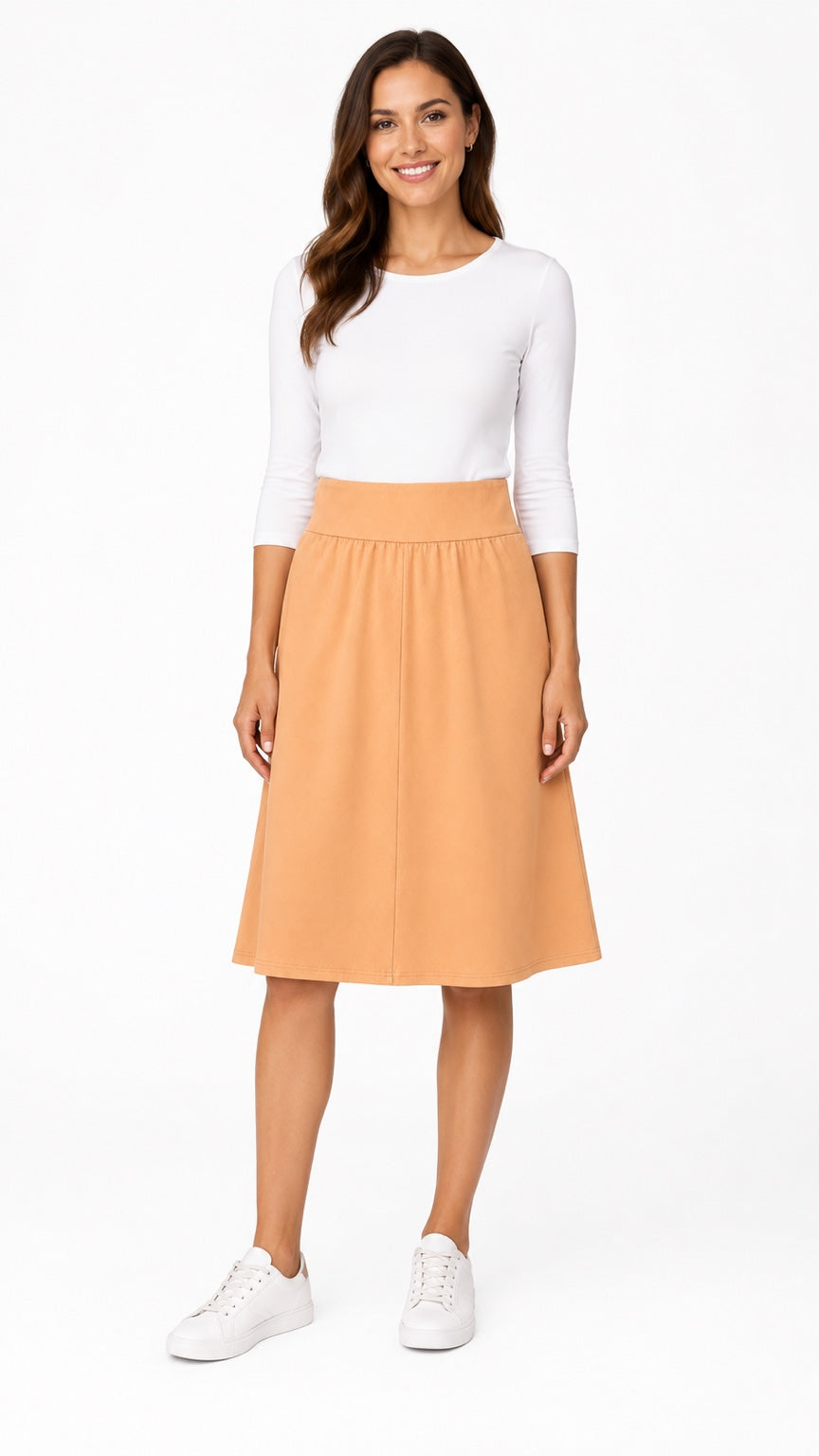 KMW Style 1106L Caramel Soft Terry Flare Skirt - HERO