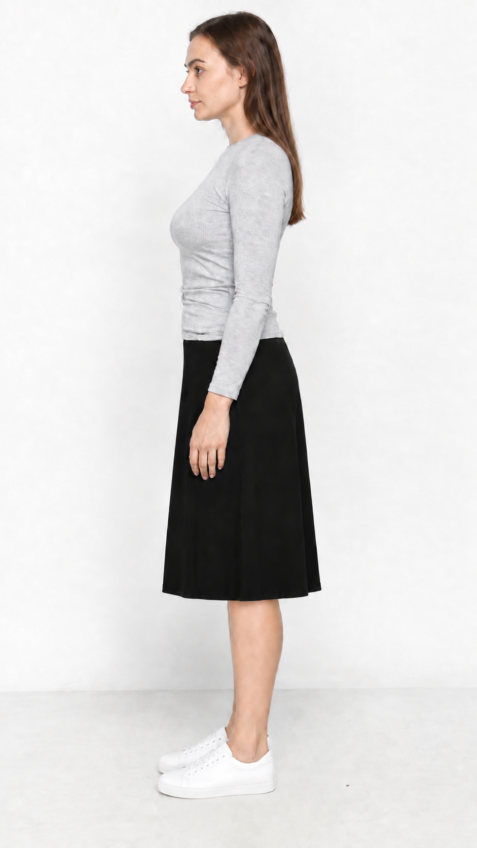 KMW Style 1106LJ Black Jersey Skirt - Flat Lay