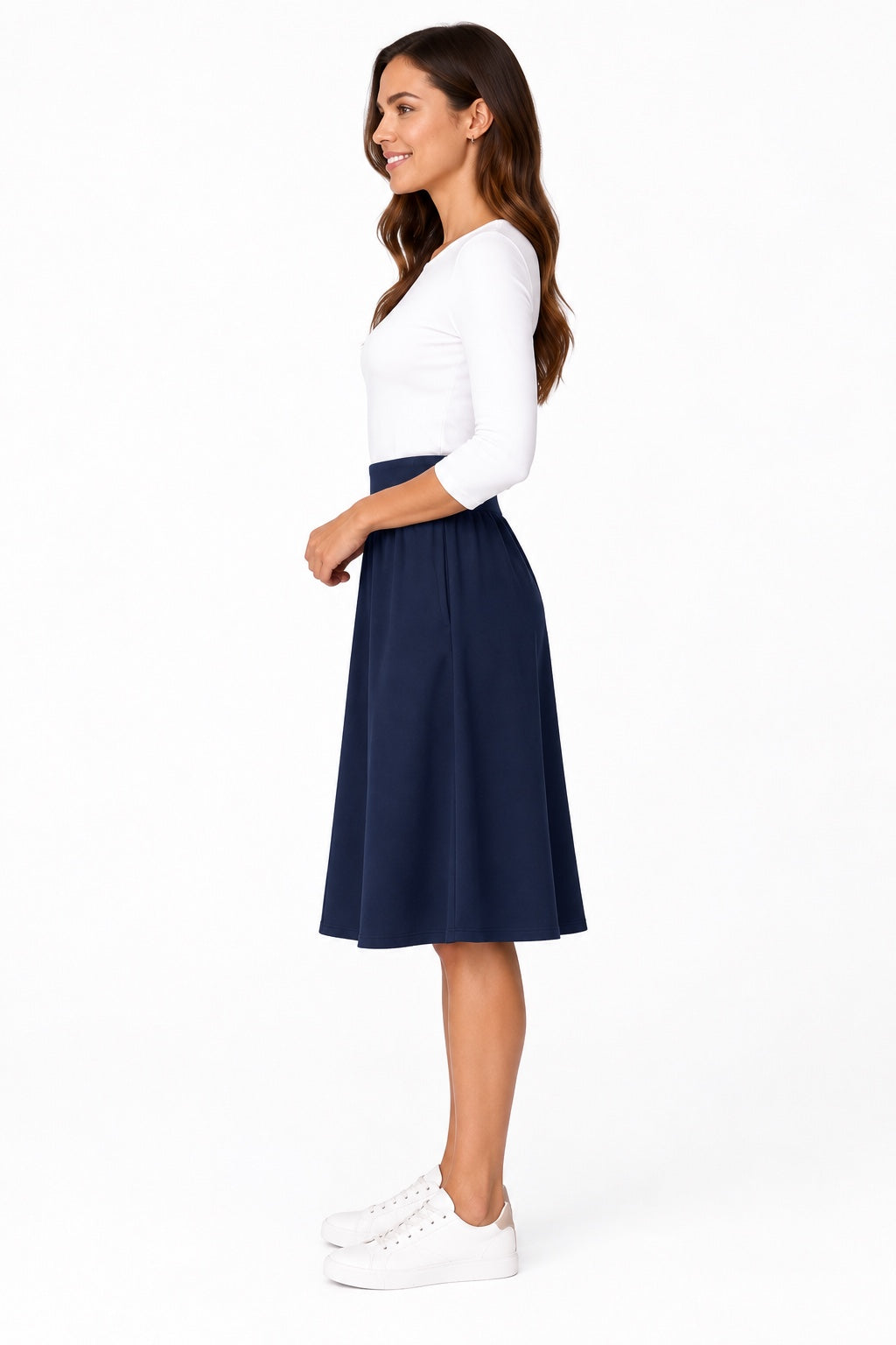KMW Style 1106LJ Navy Jersey Skirt - Side