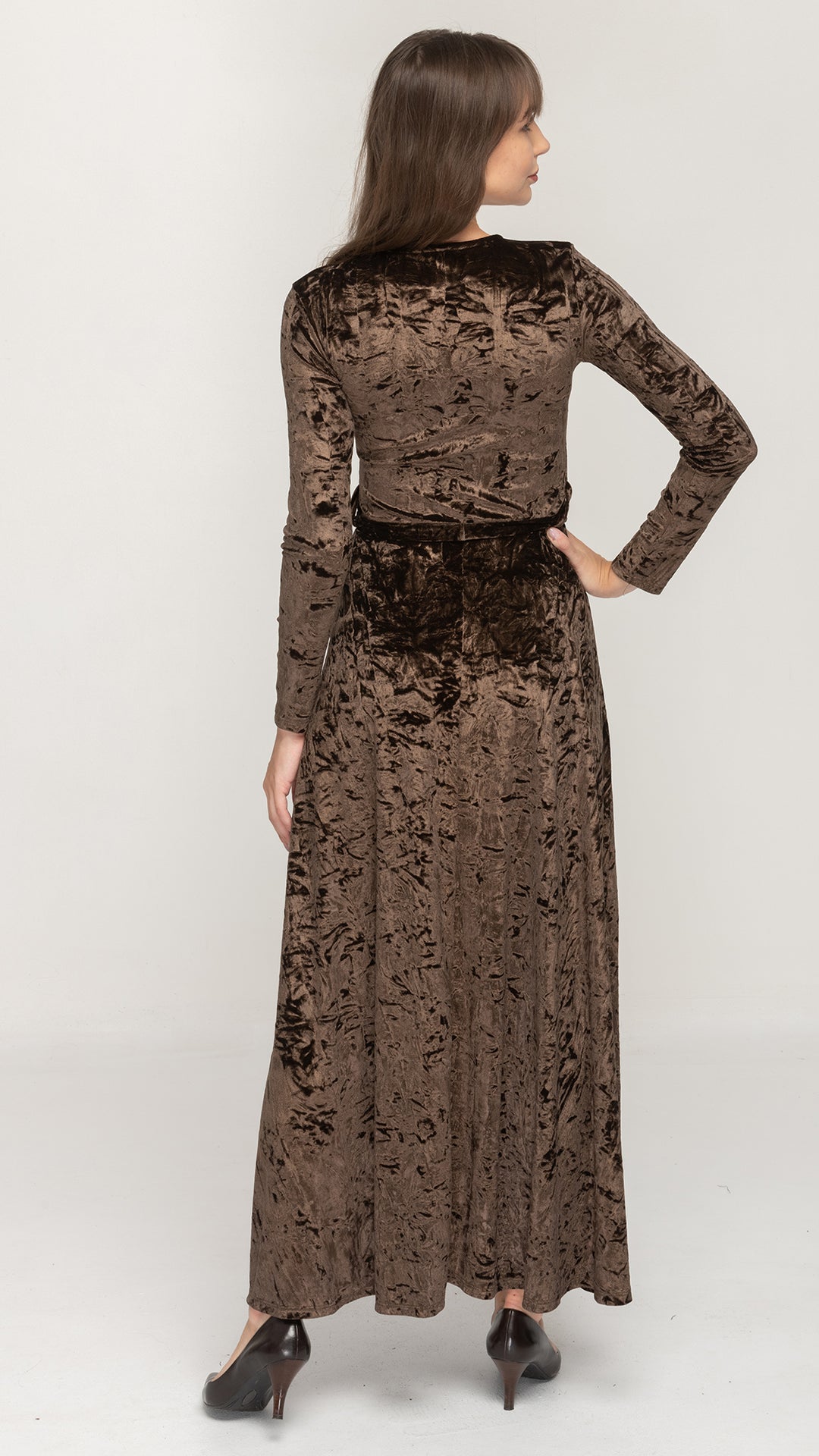 Maxi Belted Dress - Chocolate Velvet