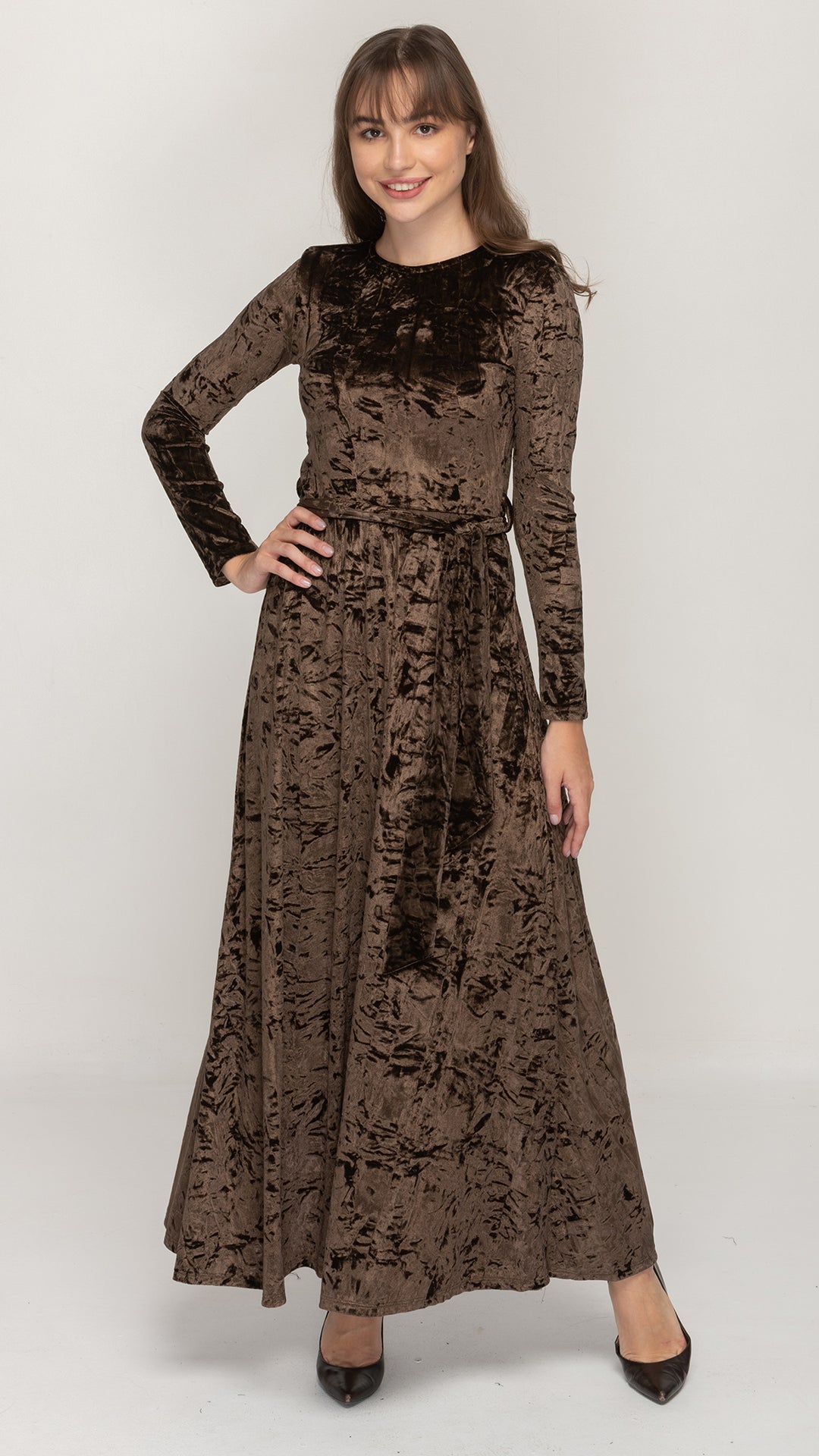 Maxi Belted Dress - Chocolate Velvet KMW Maxi Belted Dress - Chocolate Velvet KMW
