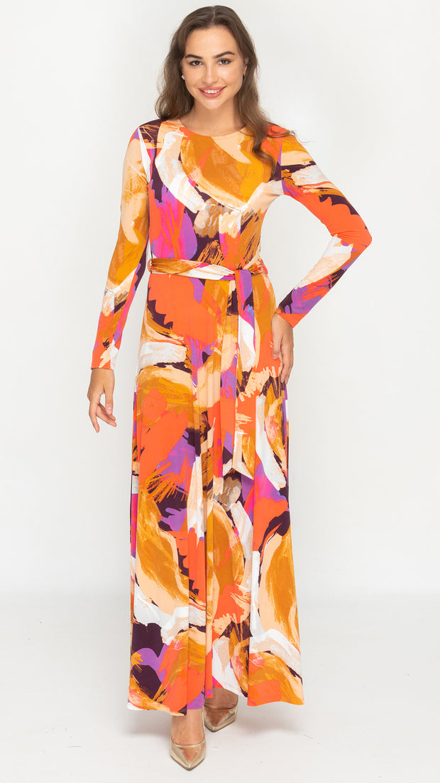 Maxi Dress - Abstract Fuscia/Orange