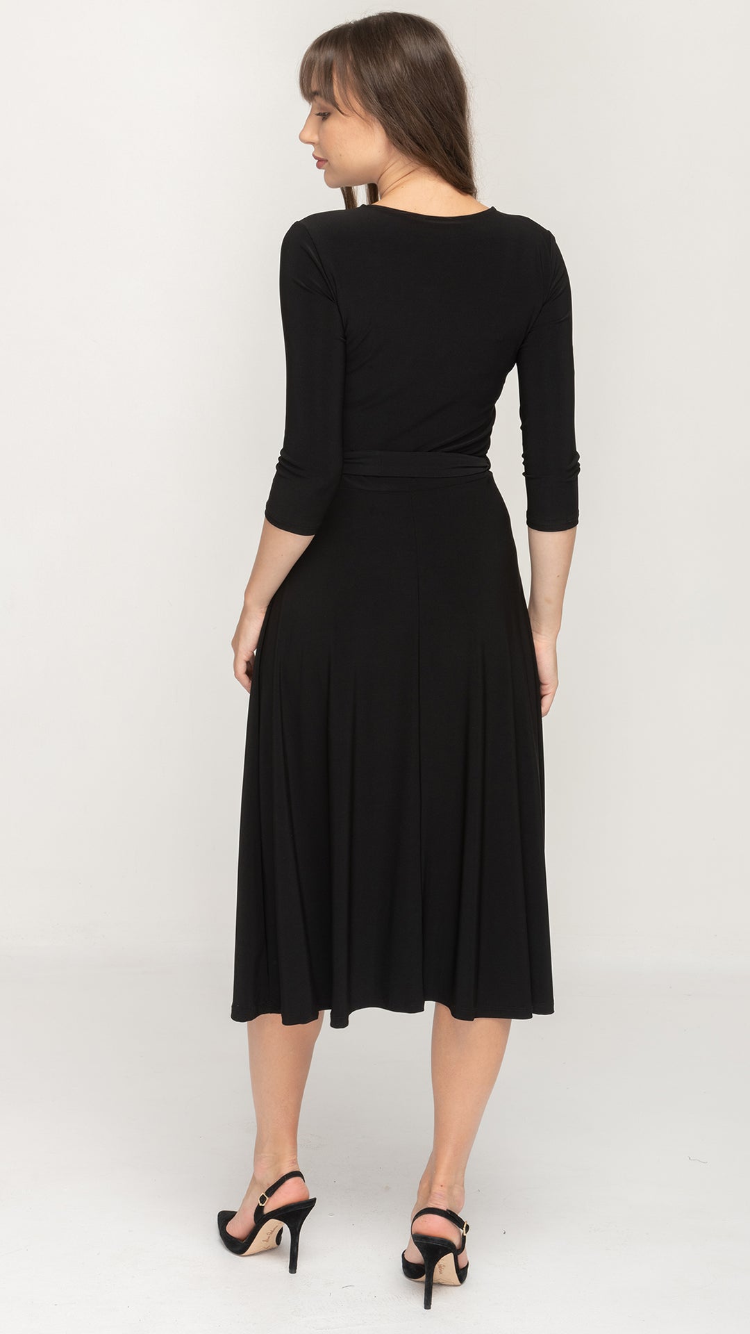 Belted Midi Dress - Black