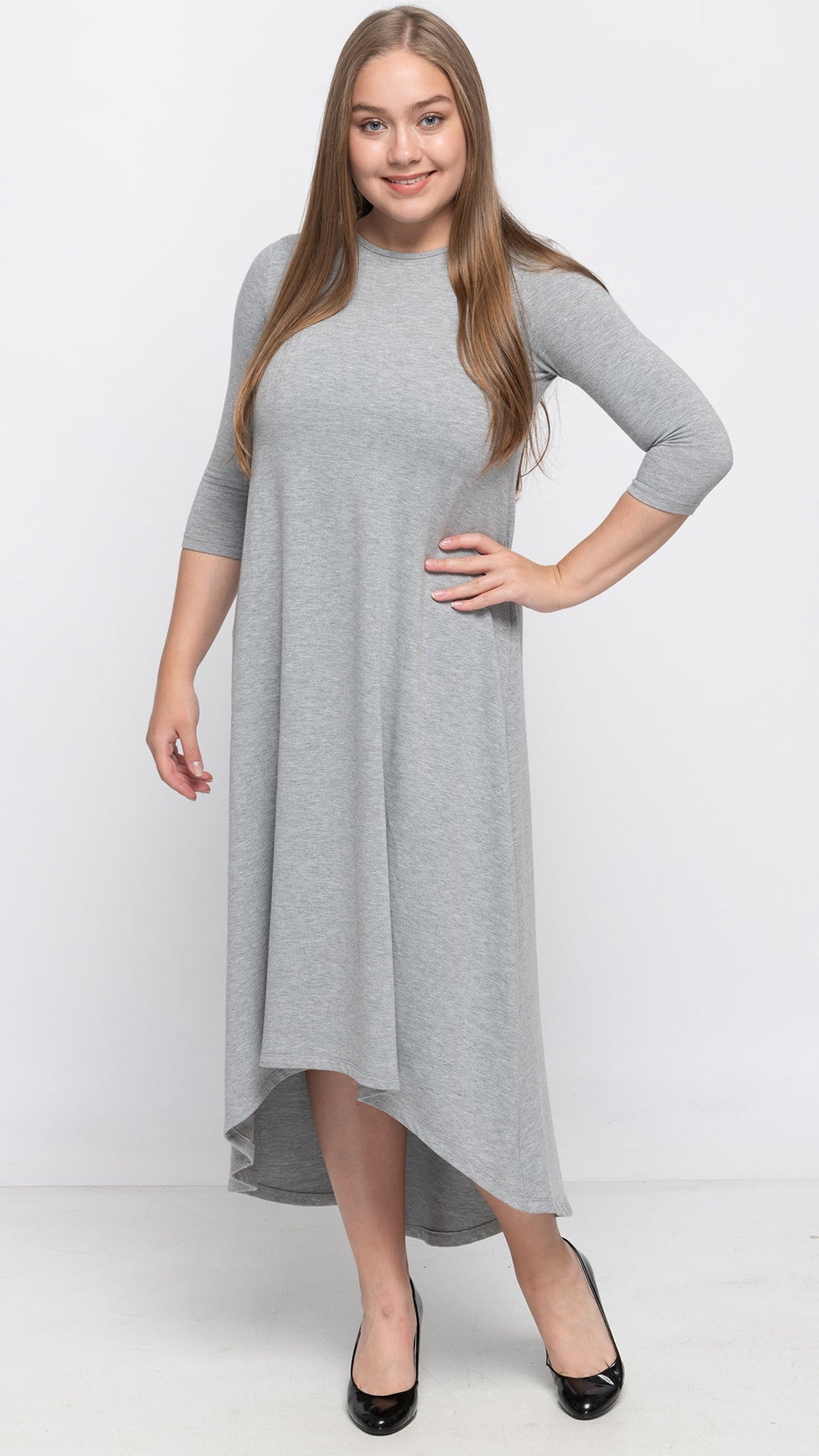 Soft Terry Hi Low Dress - Light Grey