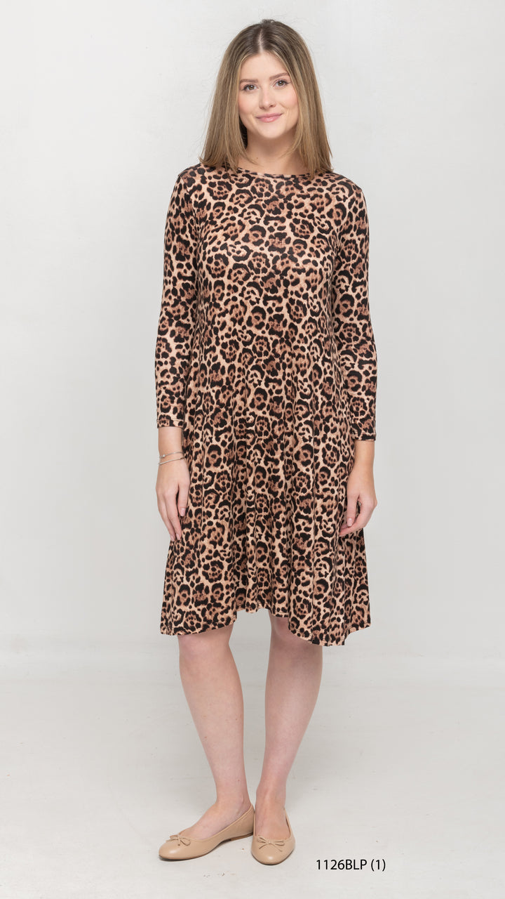 A-Line Jersey Dress Leopard Print