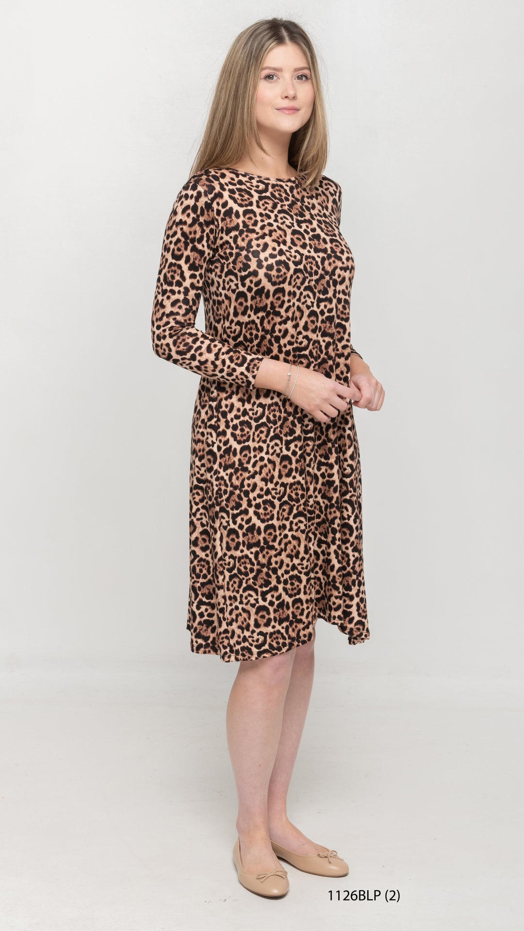 A-Line Jersey Dress Leopard Print