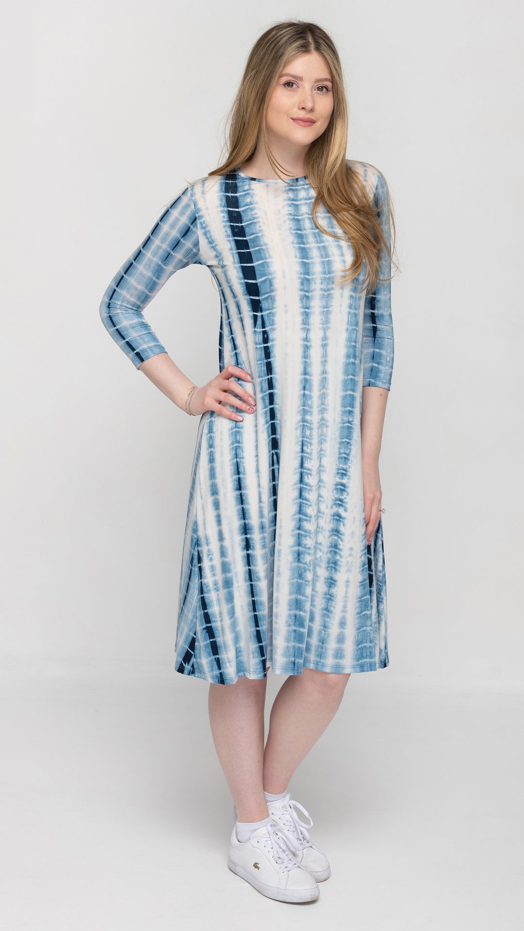 A-Line Jersey Dress Blue Tie Dye