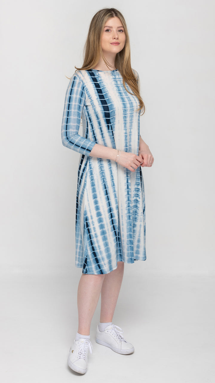 A-Line Jersey Dress Blue Tie Dye