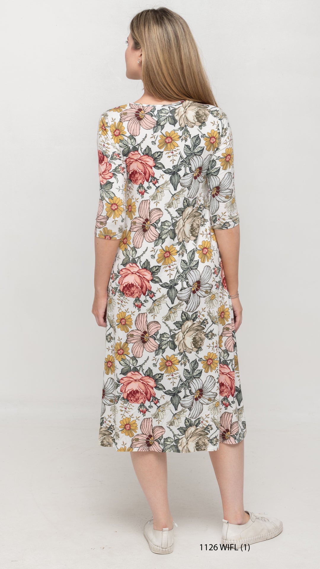 A-Line Jersey Dress Wild Flower Print
