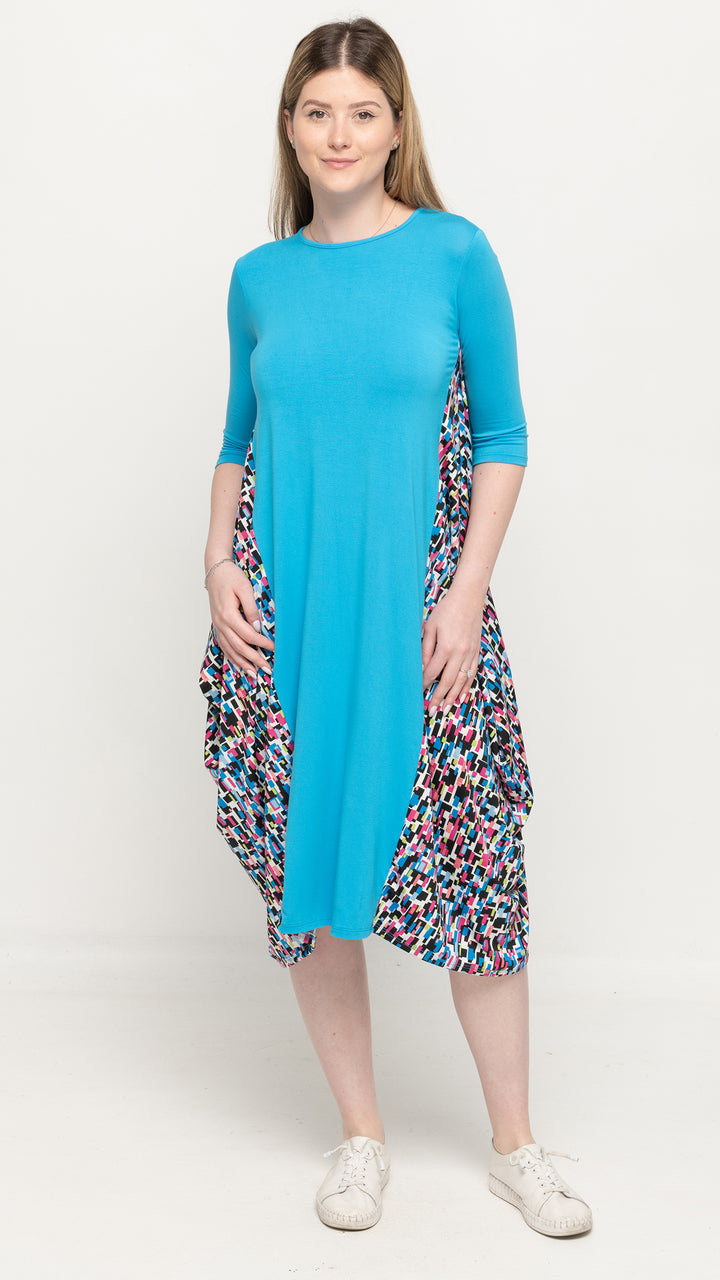 Boho Dress Abstract Print Colorblock