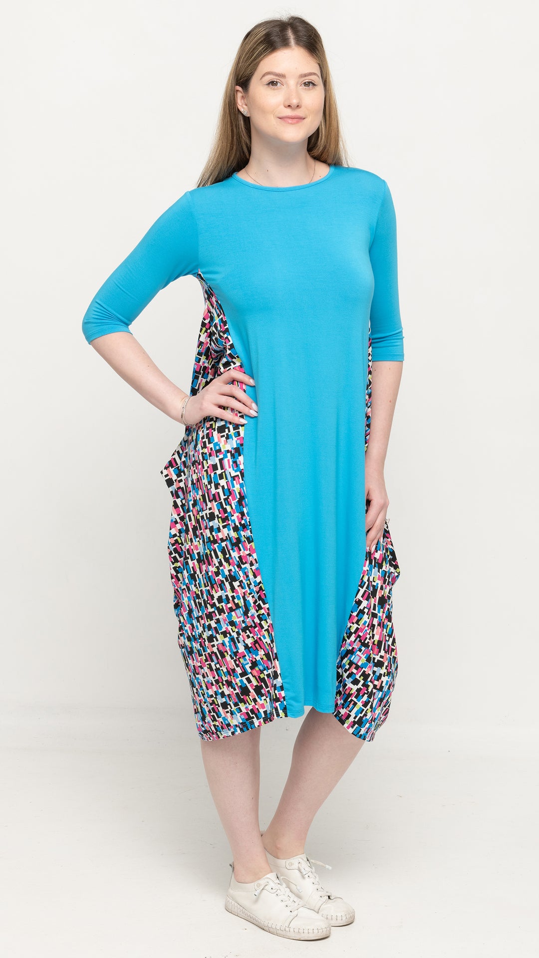 Boho Dress Abstract Print Colorblock