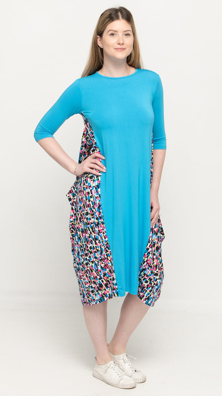 Boho Dress Abstract Print Colorblock
