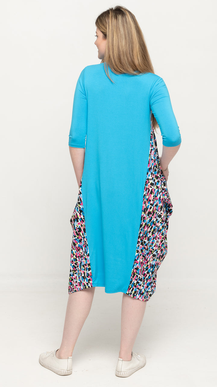 Boho Dress Abstract Print Colorblock
