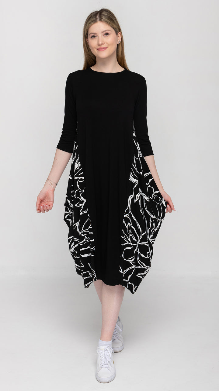 Boho Dress Black White Stencil