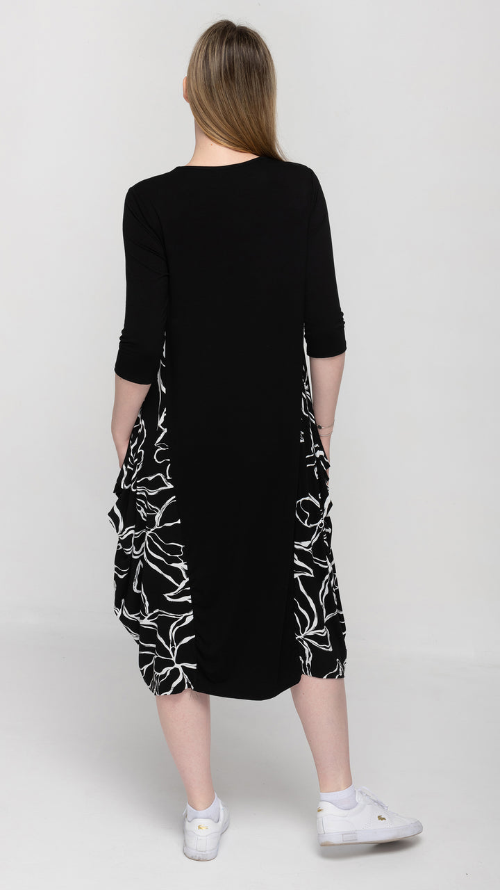Boho Dress Black White Stencil