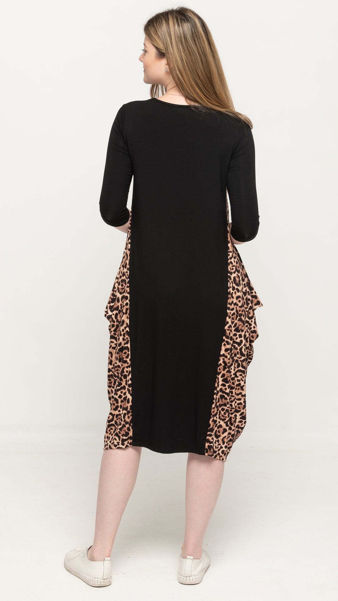 Boho Dress Black/ Brown Leopard