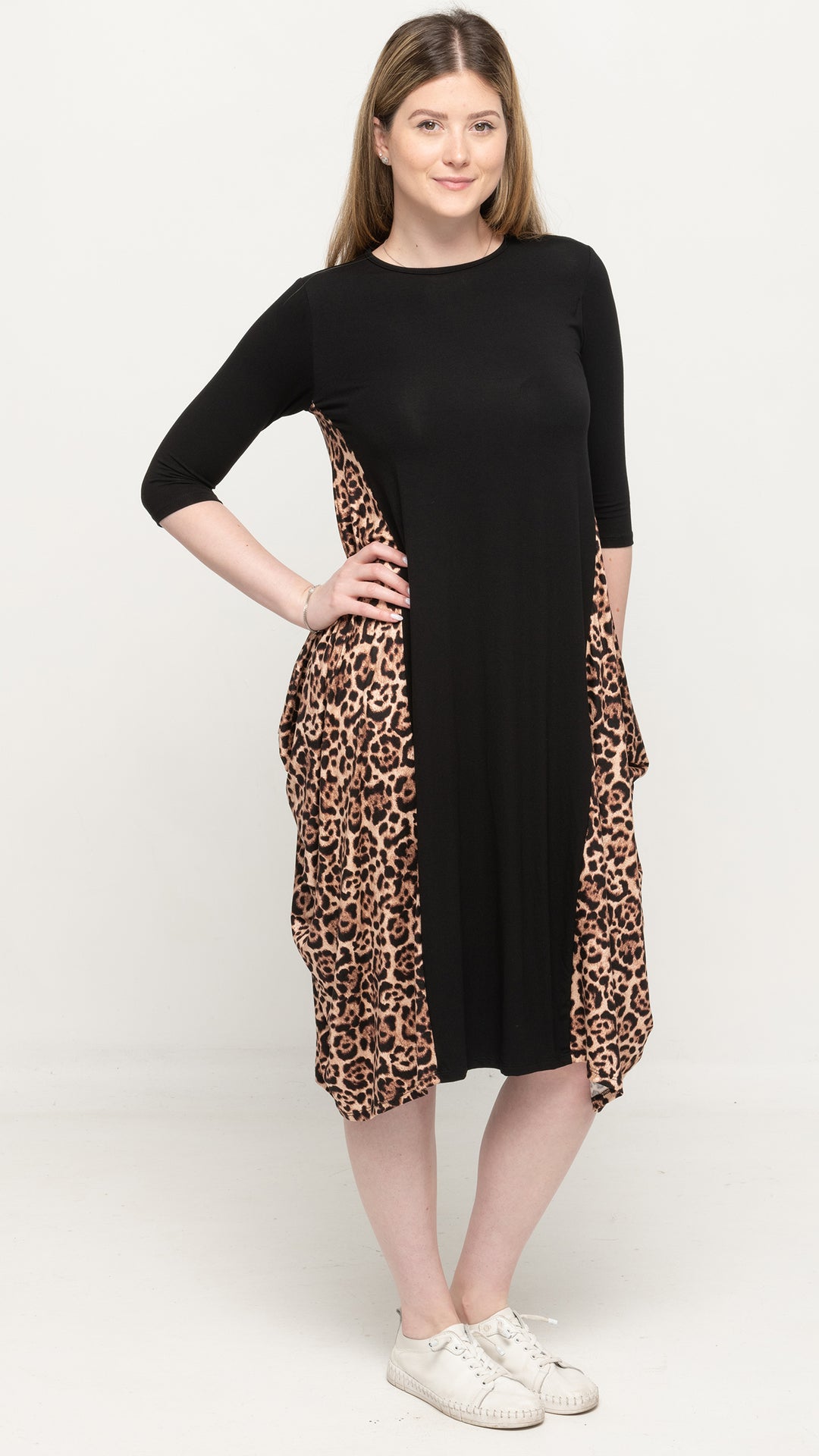 Boho Dress Black/ Brown Leopard