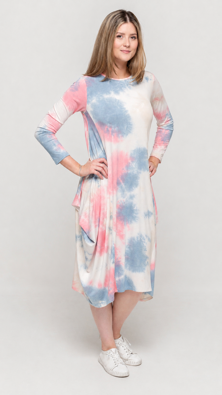Boho Dress Pink Blue Tie Dye