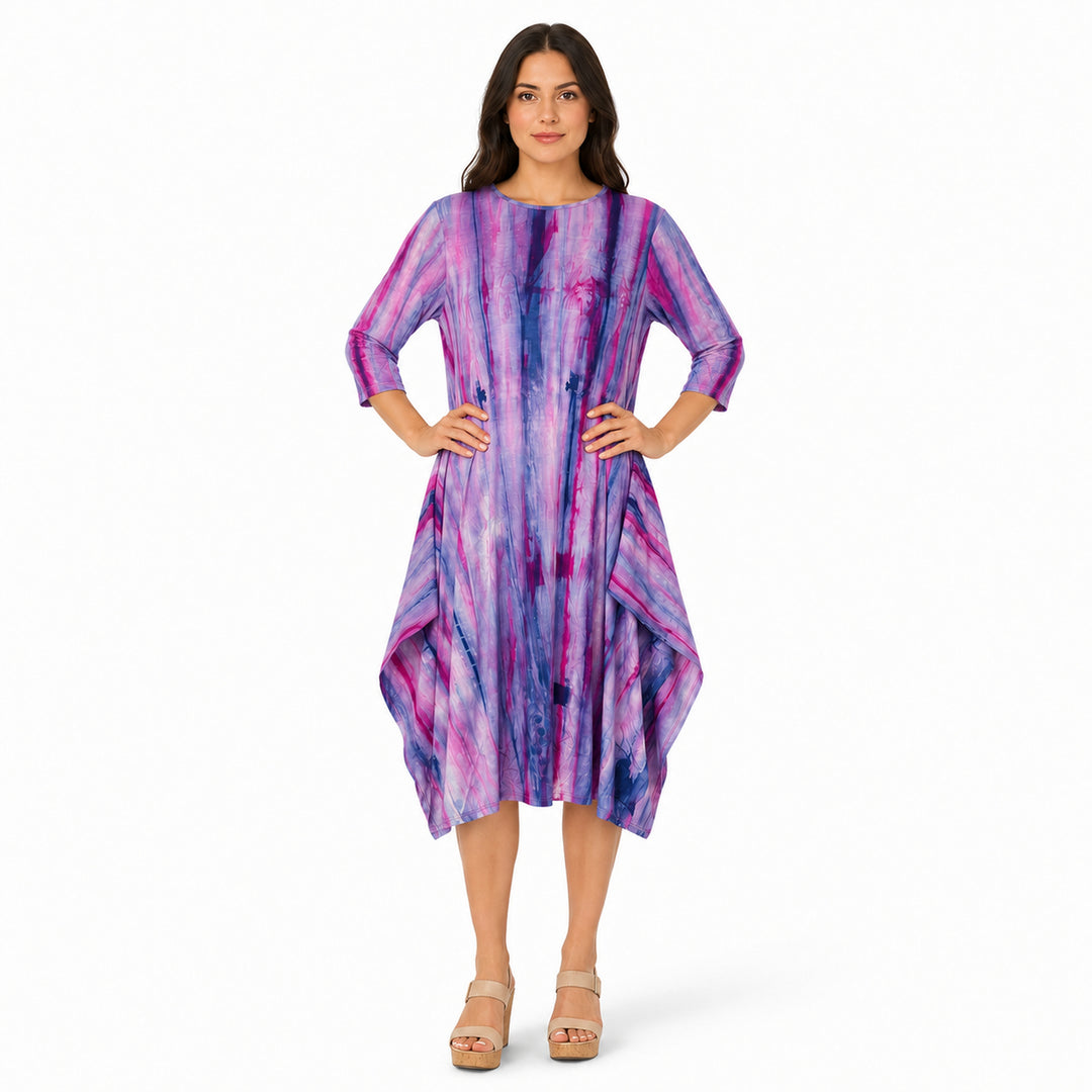 Boho Dress Blue Hot Pink Tie Dye