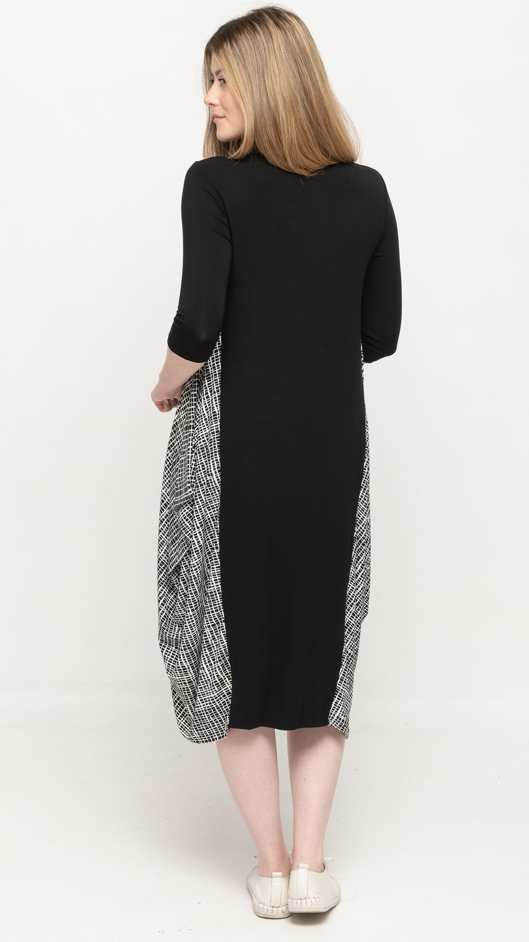 Boho Dress Black/Squiggly Print