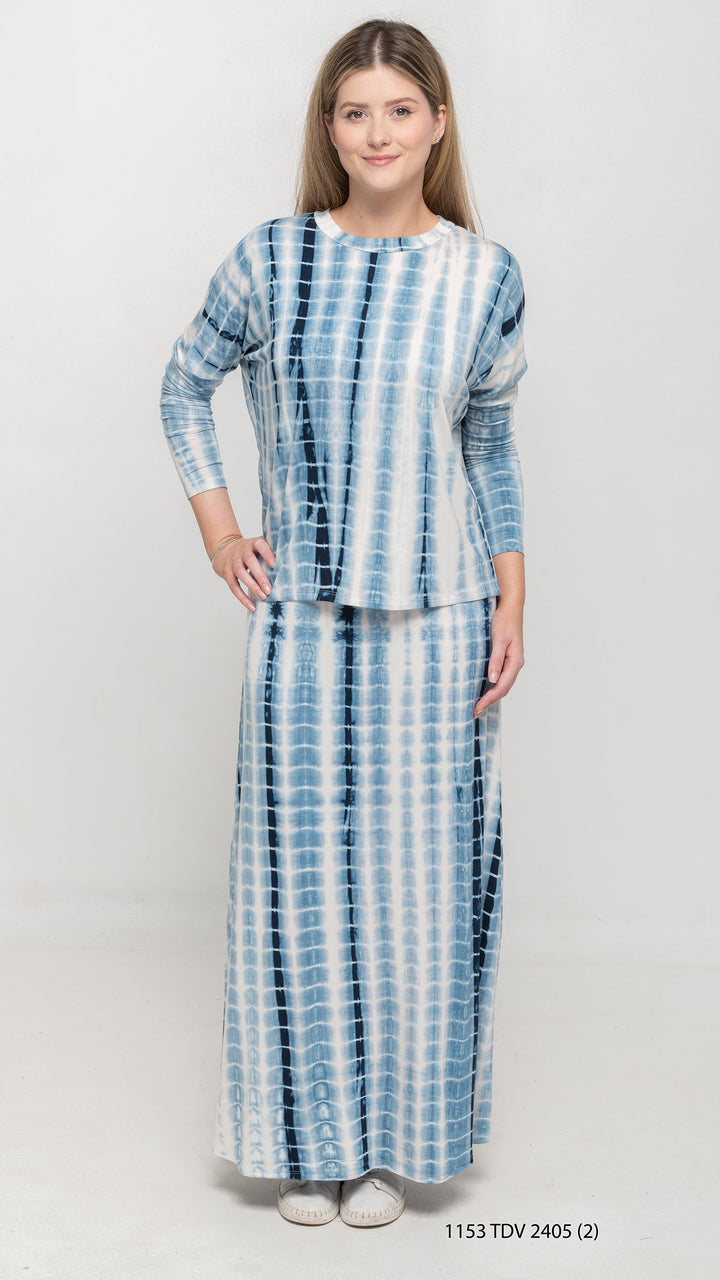 Blue Tie Dye Maxi Skirt