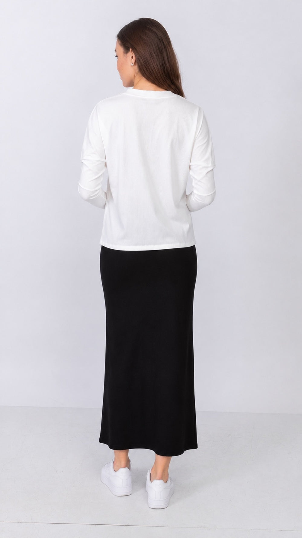 KMW Style 1219 Black Jersey Tube Skirt - back view