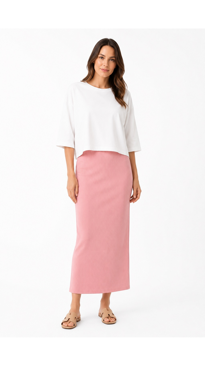 Midi Tube Skirt -  Rib