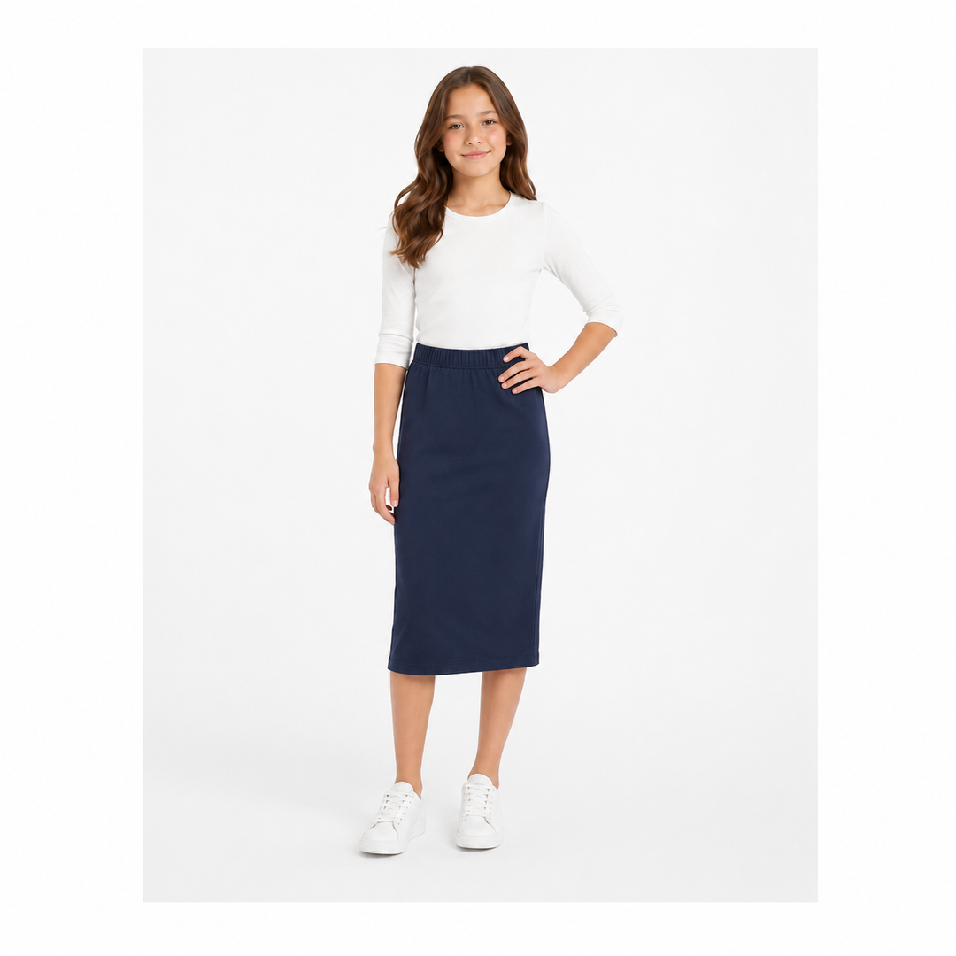 Girls Midi Tube Skirt - Navy
