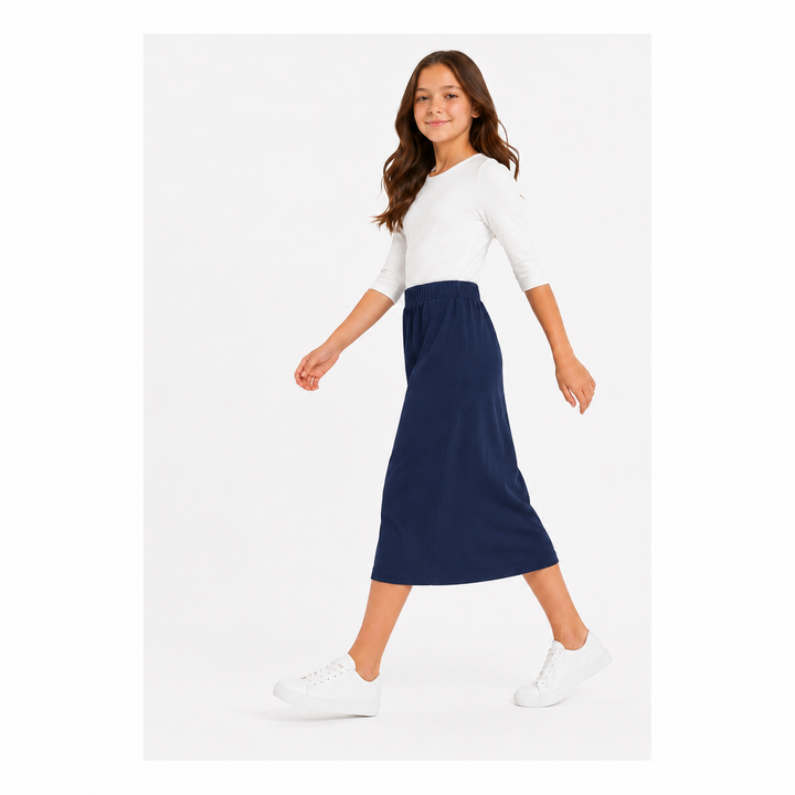 Girls Midi Tube Skirt - Navy