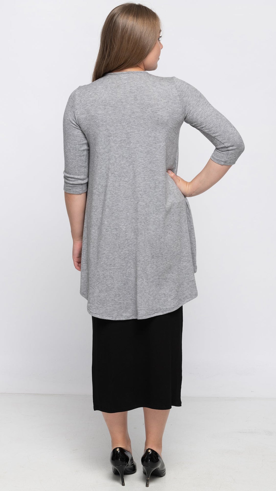 Hi Low Top Sweater Knit - Grey