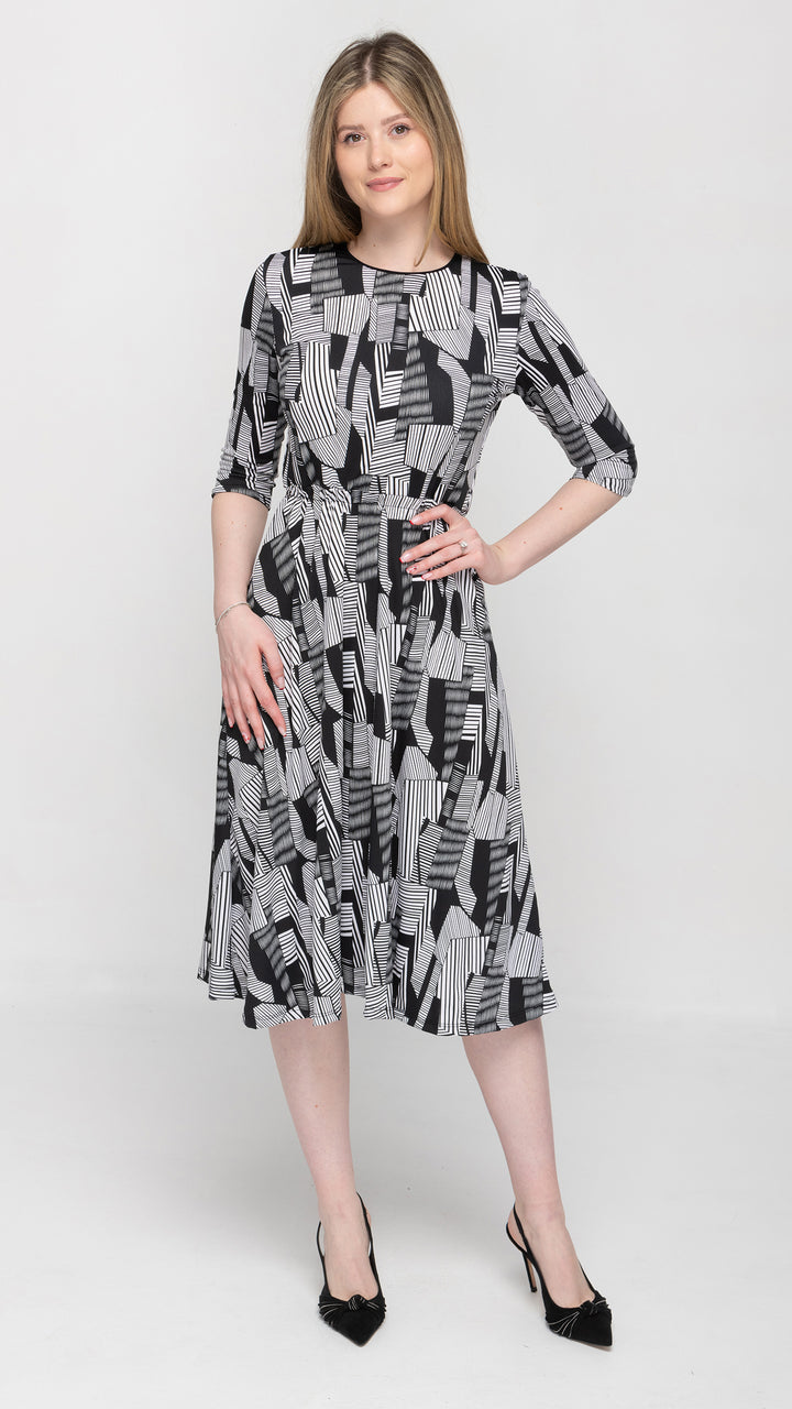 Everything Dress Black & White Geometric Print Dress