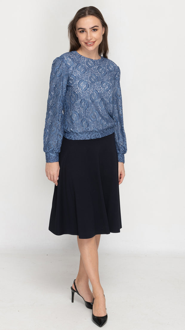 Puff Sleeve Top - Blue Lace