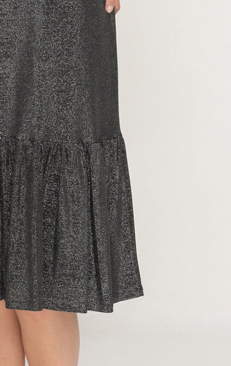 Tier Hem Dress - Silver Lurex