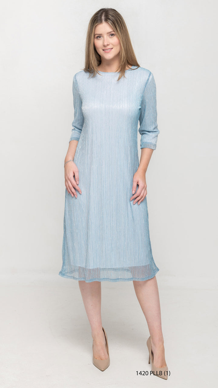 A-Line Pleated Light Blue Dress