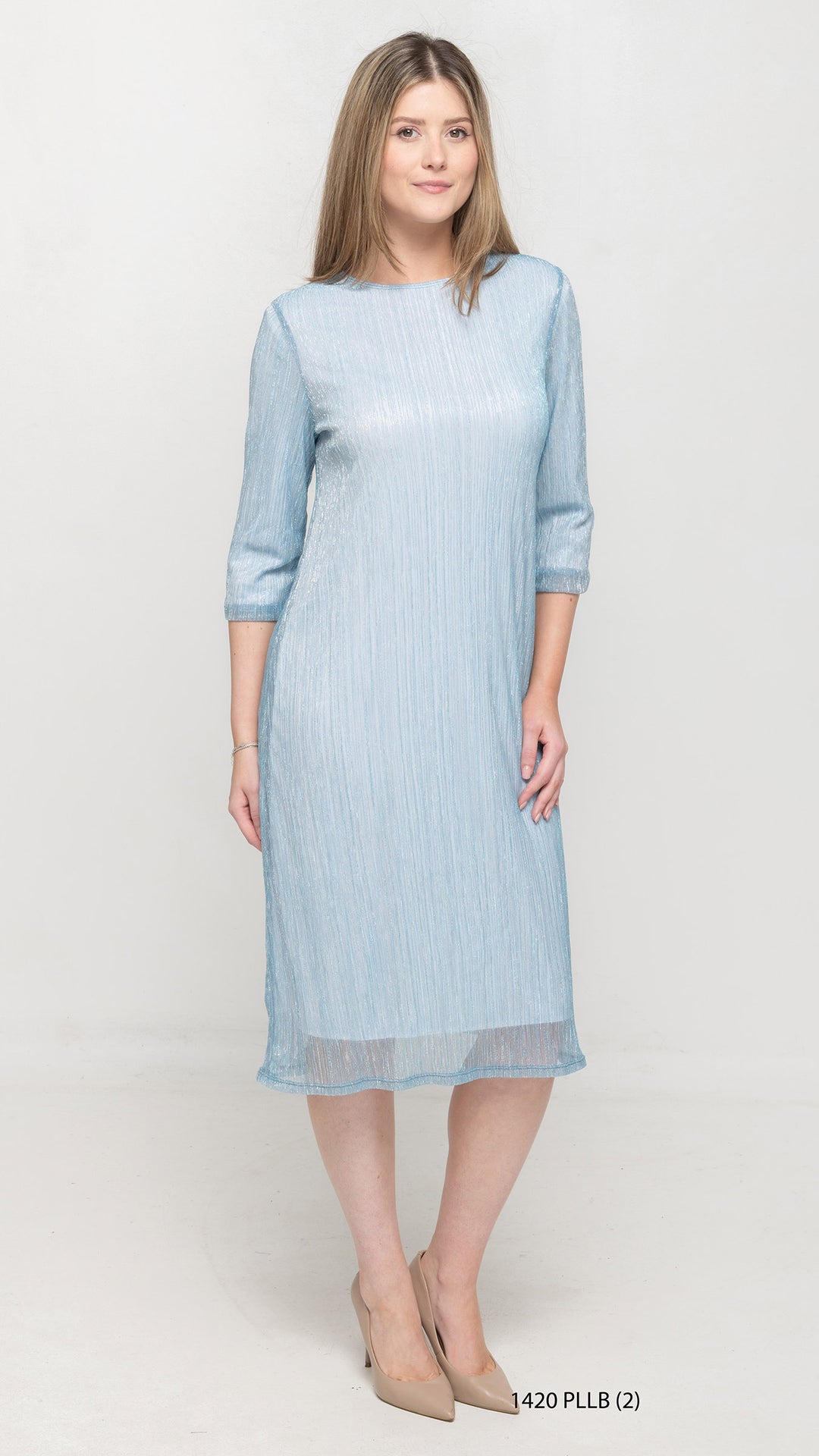 A-Line Pleated Light Blue Dress