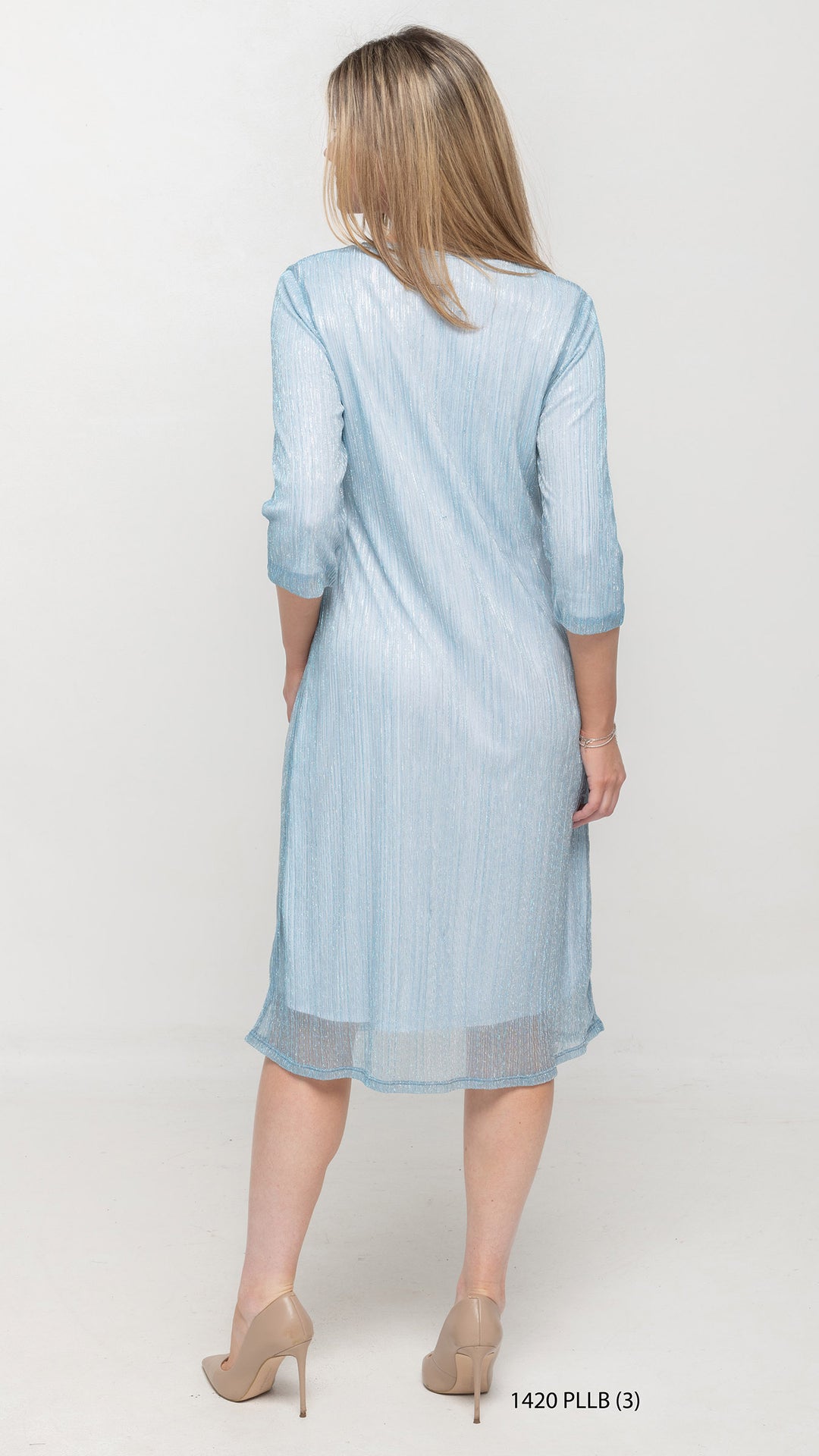 A-Line Pleated Light Blue Dress