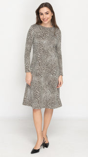 A-Line Dress Sweater Knit - Animal Print