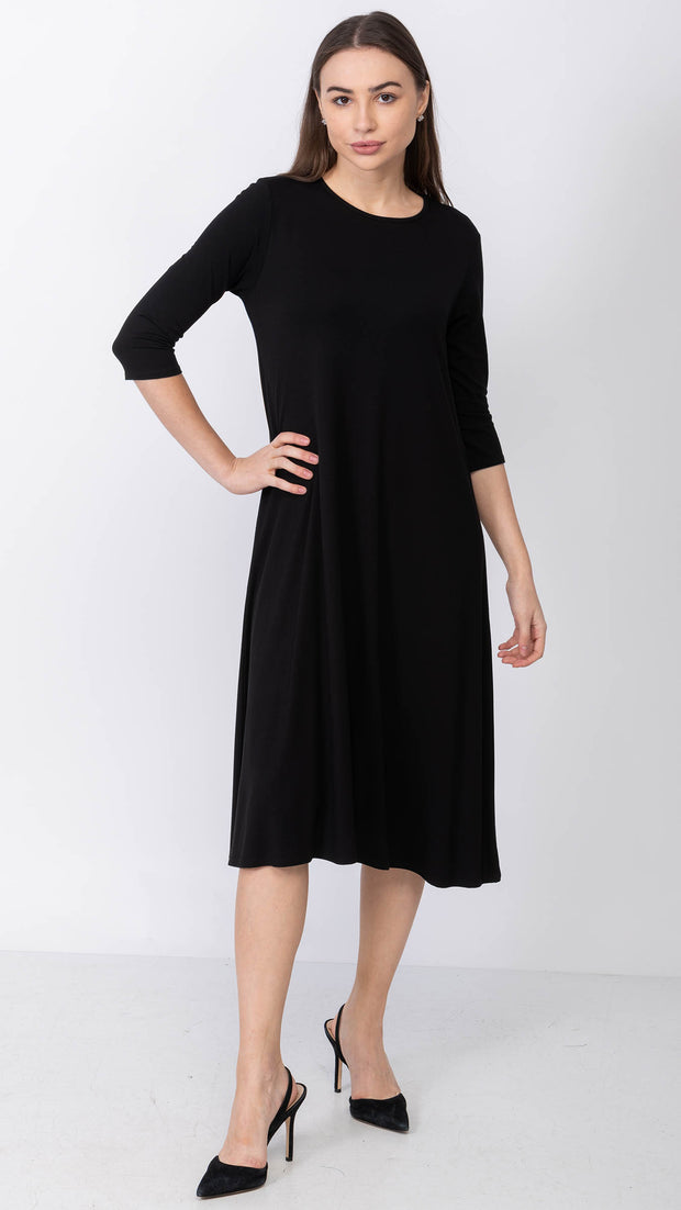 A-Line Sweatshirt Dress - Black