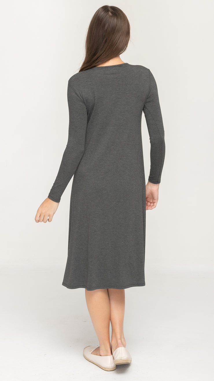 A-Line Dress - Bamboo Jersey Charcoal